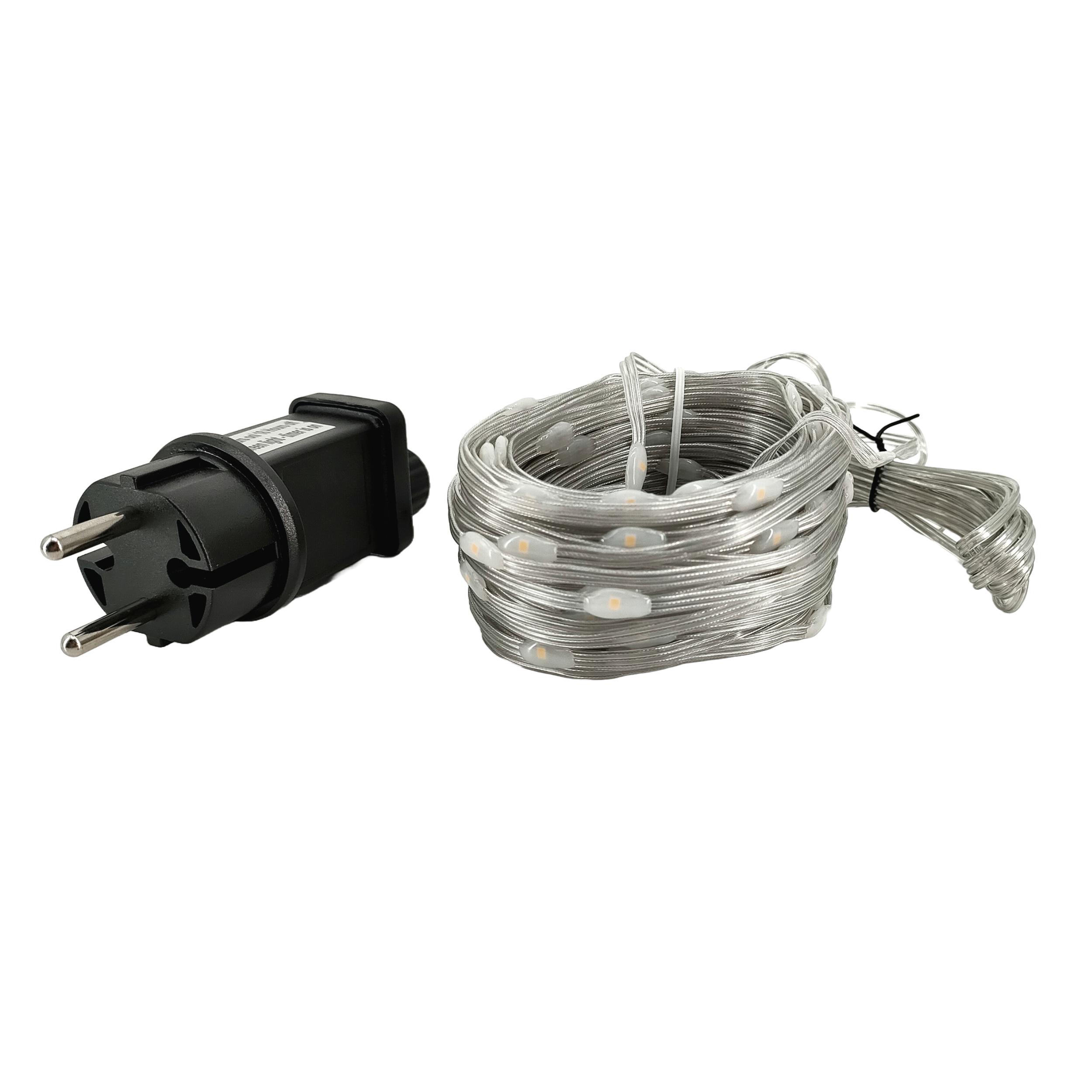 Micro LED Lichterkette 100LED 10m mit Timer silber